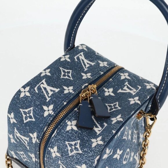 LOUIS VUITTON Monogram Denim Square bag Hand Bag Blue - Picture 6 of 16